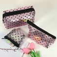 thumbnail image 2 of Unique Bargains 3 Pcs Heart Shape Print Mesh Makeup Bag Clear Makeup Pouch w Zipper Pink, 2 of 7