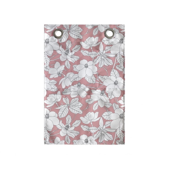 Pink Floral Hanging Pocket Organizer, Spring Pattern with Magnolia Flowers and Leaves, Printed Polyester Storage Bag with Pockets, 14" x 20", Pink Grey