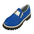 thumbnail image 5 of Rokment Women's Metallic Chunky Loafers 2026 Spring Fall Fashion Casual Leather Zip up Platform Oxfords British Walking Shoes for Women Blue Size 7, 5 of 6