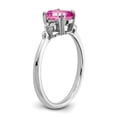 thumbnail image 3 of Auriga Fine Jewelry 925 Sterling Silver Rh-plated Created Pink Sapphire/Diamond Ring for Women Size 8, 3 of 6