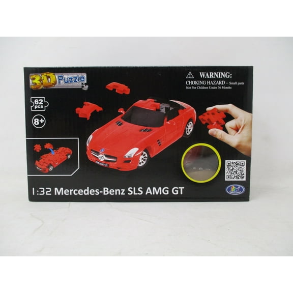 Puzzle Fun 3D 1:32 Mercedes Benz SLS AMG GT- Solid Red- 62 pieces