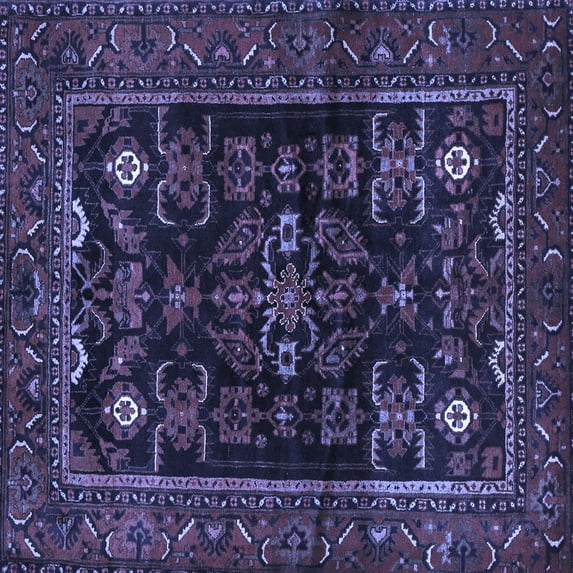 Ahgly Company Machine Washable Indoor Square Persian Blue Traditional Area Rugs, 8' Square