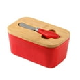 thumbnail image 5 of Fiocias Cheese Butter Storage Box Freshness Keeping Portable Durable Ceramic Butter Dish Red, 5 of 9