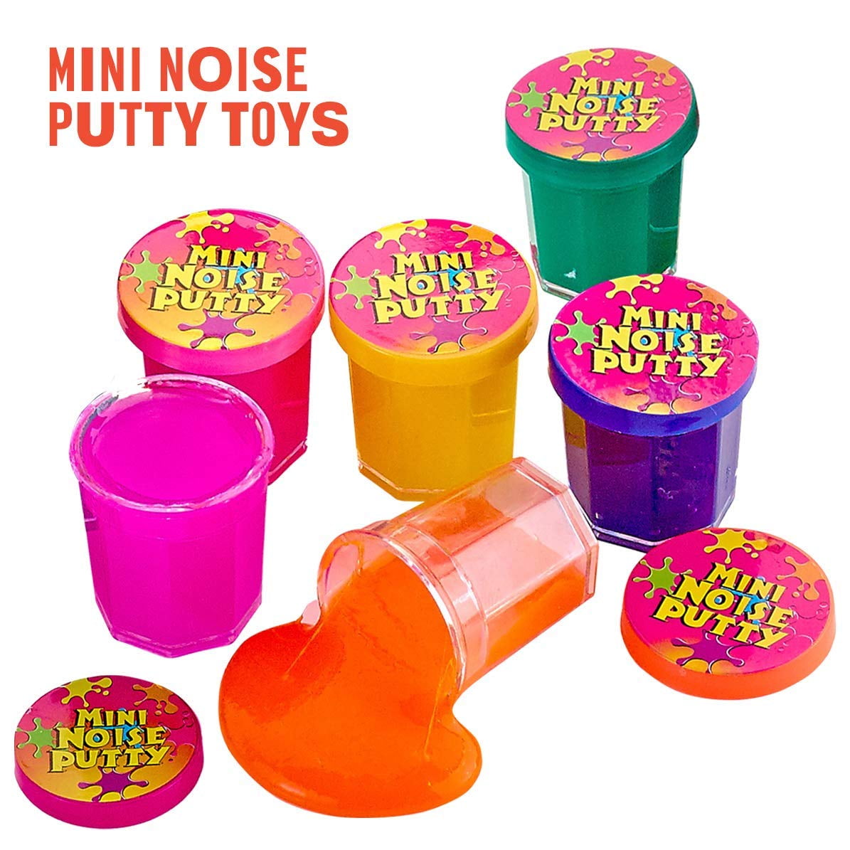 Kicko Mini Noise Putty Toys for Kids - Pack of 96 Slimes - Ideal for Sensory and Tactile Stimulation, Event Prize, Arts and Crafts, Bag Stuffer, Slime Parties, Educational Game, Assorted Color…