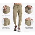 thumbnail image 5 of Men's Lightweight Joggers-Quick Dry Cargo Hiking Pants Track Running Workout Athletic Travel Casual Outdoor Khaki XXXL, 5 of 9
