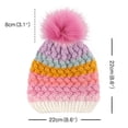 thumbnail image 2 of Krdevn Kids Winter Cable Knit Beanie Hat Single Pom Pom Lined Gradient Textured Stretchy Soft Warm Outdoor Unisex Headwear for Toddler Boys Girls, 2 of 3