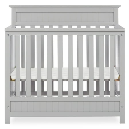 Dream On Me Harbor 4-in-1 Convertible Mini Crib in Pebble Grey, Greenguard Gold Certified
