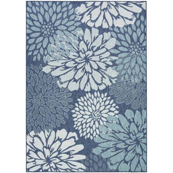 HomeRoots 572888 6 x 9 ft. Navy Blue Floral Indoor & Outdoor Rectangle Area Rug