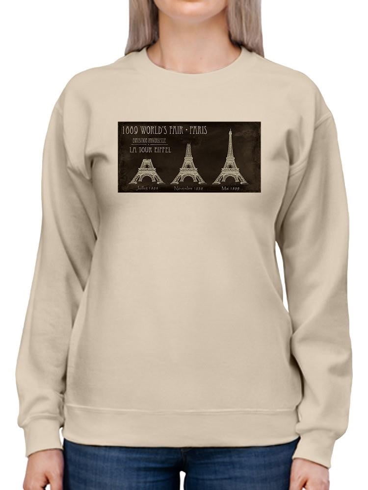 Sweatshirt Femme Motif Amour Paris Avec Tour Eiffel Et Fleurs - Coupe Classique, Col Rond