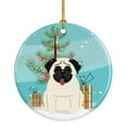 thumbnail image 1 of Merry Christmas Tree Pug Cream Ceramic Ornament, 1 of 1