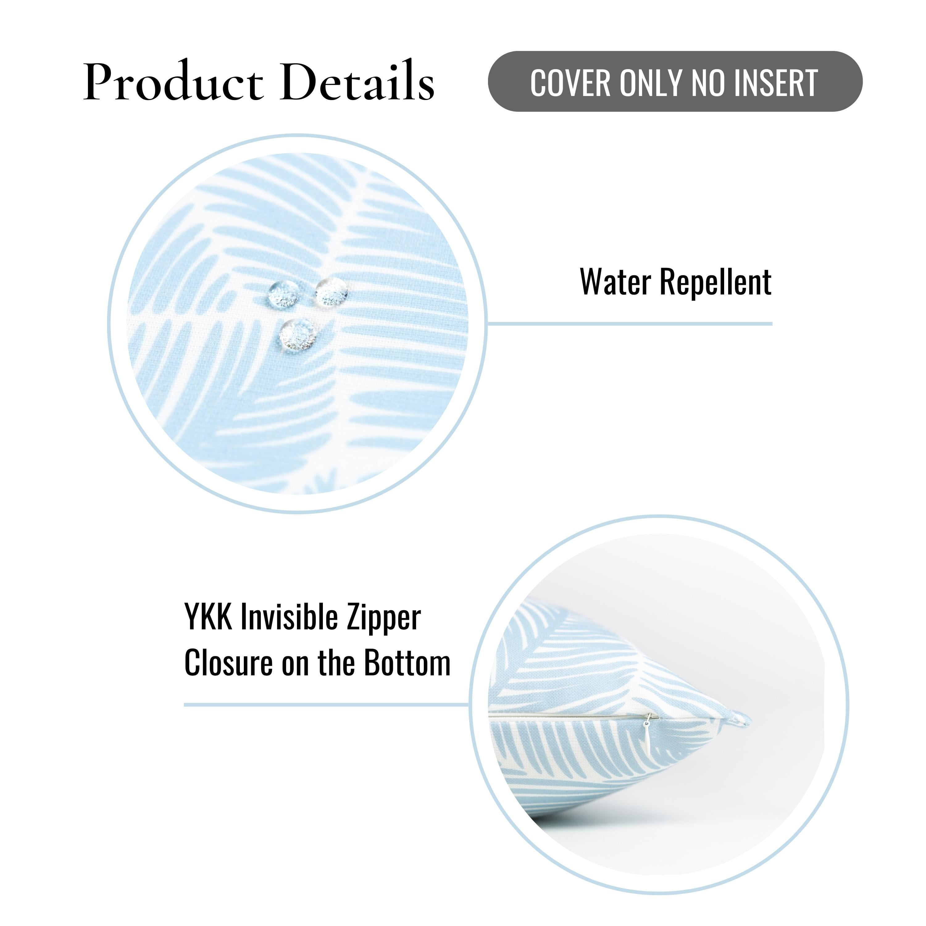 Hofdeco Premium Coastal Hampton Style Patio Indoor Outdoor Pillow Cover Only, 20"x20" Water Resistant for Backyard, Couch, Baby Blue Palm Leaf