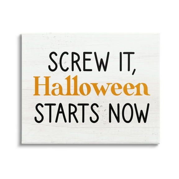 Stupell Industries Halloween Starts Now Phrase Holiday Painting Gallery Wrapped Canvas Art Print Wall Art, 20 x 16
