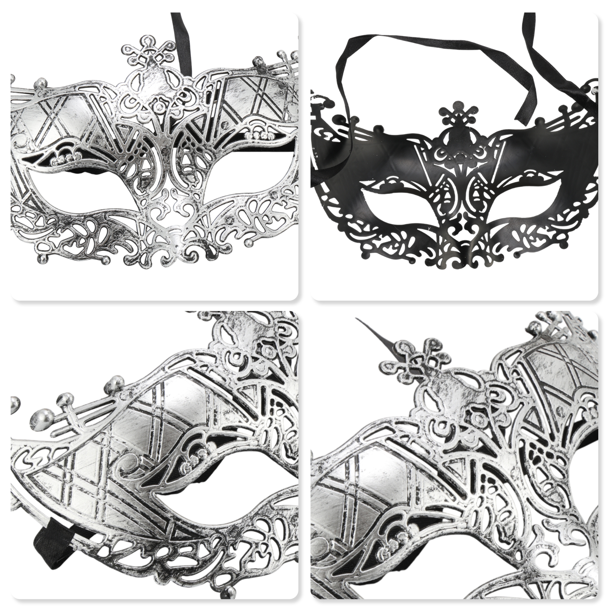 Unique Bargains Elegant Half Face Party Mask 1 Pcs Silver Pattern 4