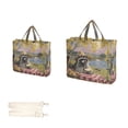 thumbnail image 3 of Corduroy Composite Fabric Tote Bag Magnetic Snap Large Capacity Crossbody Bag Beige Shoulder Strap Picnic Cute Raccoon, 3 of 8