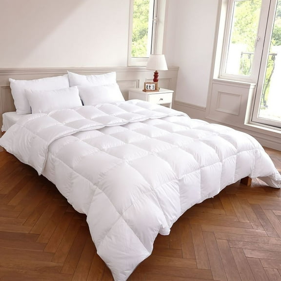 All Season 60Oz Fill Down Comforter King Size Odorless Greyduck Down,Soft &Noiseless Cover 400thread Count for Noise Sensitive Sleeper, Hotel Collection Lightweight Duvet Insert 106 * 90Inch