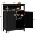 thumbnail image 3 of Bathroom Storage Cabinet, Wooden Free Standing Storage Organizer with 2 Doors & 1 Open Compartment, Adjustable Shelf,Floor Cabinet for Bathroom, Living Room, Hallway, Black, 3 of 18