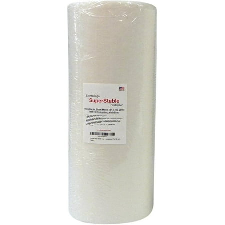 Superpunch Fusible Iron On No Show Mesh Embroidery Stabilizer, 1.5 Oz  Lightweight Embroidery Backing Stabilizer-12 Inch x 10 Yard, SuperStable  White Stabilizer for Embroidery Machine, Made in USA 12 x 10 yards roll