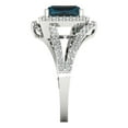 thumbnail image 3 of 1.935 ct Emerald Cut Natural London Blue Topaz with Simulated Diamond Halo Accents 18K White Gold Womens Engagement Ring, 3 of 5