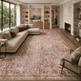thumbnail image 2 of Lahome Large Washable Area Rug 10'x14', Brick Red Neutral Oriental Farmhouse Rugs for Living Room, Soft Non-Slip Low Pile Carpet for Bedroom Office Dining Room, Brick Red, 2 of 12