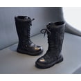thumbnail image 4 of Gaexia Lace Up Riding Boots Girls Mid Calf Combat Boots PU Leather Side Zipper Punk Goth Boot Non Slip Toddler Winter Shoes, 4 of 6