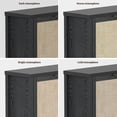 thumbnail image 7 of Surmoby 34.3" Rattan Sideboard Buffet Cabinet Set of 3,Boho Sideboard Storage Cabinet with Doors Farmhouse Kitchen Buffet Credenza, Liquor Cabinet Accent Cabinet,Black Oak, 7 of 7