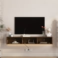 thumbnail image 6 of Floating TV Stand, Wall Mounted TV Shelf with Led Lights & Power Outlet,High Gloss TV Cabinet for Wood tv Stands for Living Room, 6 of 10