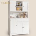 thumbnail image 4 of Aiho 67" Kitchen Pantry Storage Cabinet with Doors & Shelves, Modern Buffet Cabinet with Microwave Stand, Tall Hutch Cabinet for Kitchen, Dining Room - White, 4 of 9