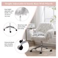 thumbnail image 4 of Exlonjet Fluffy Desk Chair, Faux Fur Furry Home Office Chair, Fuzzy Swivel Armchair with Wheels, Height Adjustable Silver Base for Girls, Bedroom, White, 4 of 8