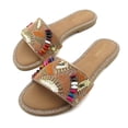 thumbnail image 7 of GJPBGK Women’s Embellished Slide Sandals Open Toe Flat Sandals Rhinestone Beaded Slip On Summer Sandals Fashion Casual Sandals for Beach, Vacation & Daily Wear, 7 of 7