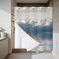 thumbnail image 4 of Summer Ocean No Hook Shower Curtain with Snap in Liner Blue Sea Sky Dark Cloud Nautical Sailboat Seascape Waterproof Bathroom Shower Curtain with See Through Top Window for Bathtub 72" x 72", 4 of 9
