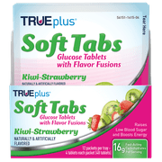 TRUEplus Soft Tabs Glucose Tablets  12 Packs  48 tabs (Kiwi-Strawberry)