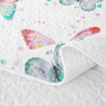 thumbnail image 5 of Erosebridal Cute Butterfly Quilt King, Princess Wildlife King Coverlet Set, Pink Reversible, Blush Mint Watercolor, 3 Pieces (1 Bedspread and 2 Pillowcases), 5 of 7