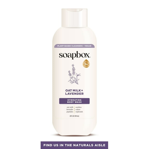 Soapbox Moisture Multiplying Body Wash for Women & Men, All Skin Types, Oat Milk and Lavender, 20 oz