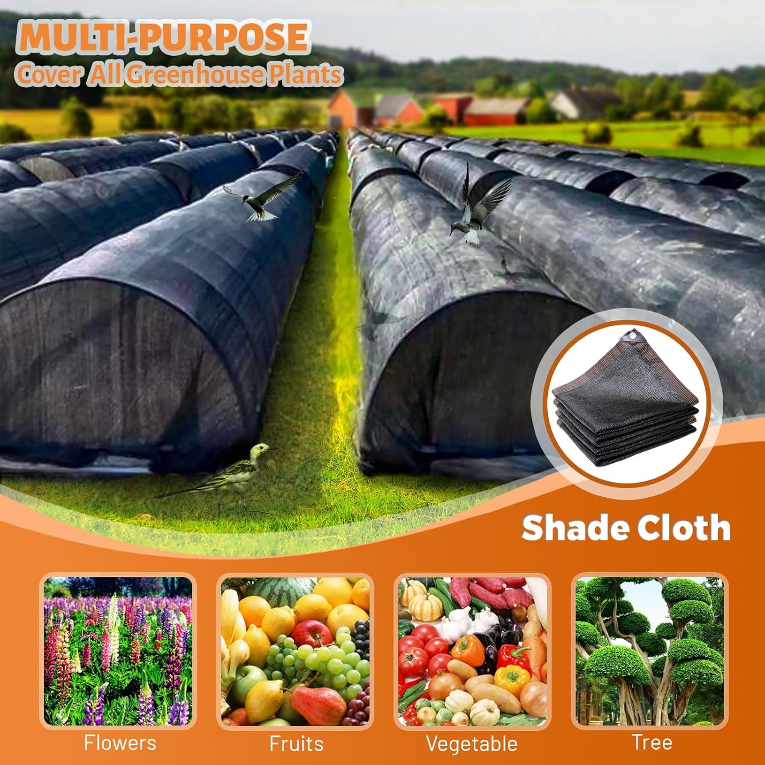 10x20 FT Sun Shade Cloth,Mesh Tarp with Grommets for Plant Cover,80% Patio Canopy Garden Pergola Greenhouse Car Barn Kennel,Black