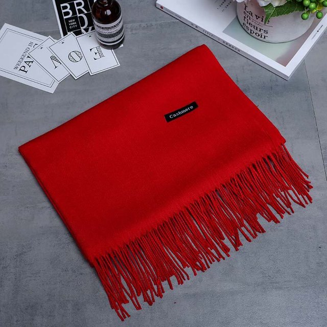 Bufanda de Cachemira de alta calidad para invierno, chal grueso y cálido de Pashmina, chal largo con borla de lana acrílica sólida, YR001, 200x70cm