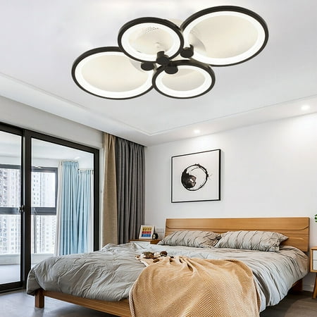 

4/6/8-Light FLush Mount Light Black and White Ring Acrylic LED Ceiling Light Fixture with Remote