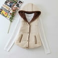 thumbnail image 2 of Vest for Women Casual Solid Color Short Outerwear Jackets Pocket Breasted Hooded Cotton Vest Jacket, 2 of 7