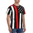 thumbnail image 4 of Yiaed Firefighters USA Flag Print Mens Short Sleeve Tight Fit T-Shirt, Crewneck Casual Tee-Small, 4 of 5