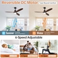 thumbnail image 6 of Sofucor 60" Black with Brown Blades Modern Ceiling Fan with Light and Remote, 6 of 13