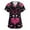 04-Light pink, variant on Uniform Scrubs For Women,Women's V-Neck Valentine's Day Print Short-Sleeve Pocket Side-Slit Nursing Scrub Top - Purple Pink - XXL