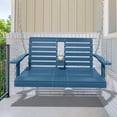thumbnail image 2 of LOYALICE 2 Person Outdoor HDPE Hanging Porch Swing Bench Chair with Cup Holder, Navy Blue, 2 of 8