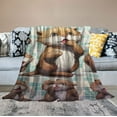 thumbnail image 2 of Nawypu Otter Throws - Soft Fuzzy Plush Blanket Throw for Kids, Boys &amp; Girls - Flannel Blankets for Couch, Travel - Green Cute Blanket Gift, 2 of 6
