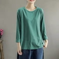 thumbnail image 2 of Breezora Plus Size Basic Long Sleeve Tee Women Comfort Stretch Cotton Blend Relaxed Fit Tshirt Layering Essential Top L Size Green, 2 of 4