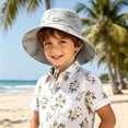 thumbnail image 2 of Krdevn Cartoon Dinosaur Print Kids Wide Brim Sun Hat Adjustable Chin Strap Beach Cap for Toddler Boys Girls, 2 of 4