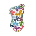 thumbnail image 4 of Yiaed Colorful Butterflies Print Women One Piece Swimsuits Tummy Control One Shoulder Bathing Suits Pattern Ruffle Swimwear-XX-Large, 4 of 8