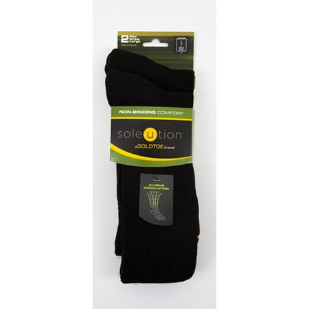 Soleution by GOLDTOE Non-Binding Comfort Unisex Super Soft Crew, 2-pair Socks