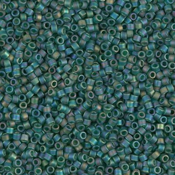 Miyuki Delica Seed Beads DB0859/DB859 11/0 Transparent Dark Green Matte AB 7.2 Grams