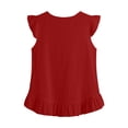 thumbnail image 5 of Womens Cute V Neck Ruffle Sleeveless Shirts Elegant Tank Tops Blouses Pleated Hem Casual Solid Color Tees Red, 5 of 5
