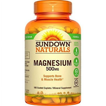 (2 pack) Sundown Naturals Magnesium Supplement 500 mg Coated Caplets 180 ct