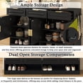 thumbnail image 4 of Jopath 59.1" Farmhouse Sideboard with 3 Drawers and 4 Doors, Multi-Functional Storage Buffet with Adjustable Shelf and Open Storage Compartments for Dining Room Living Room Entryway Black, 4 of 9